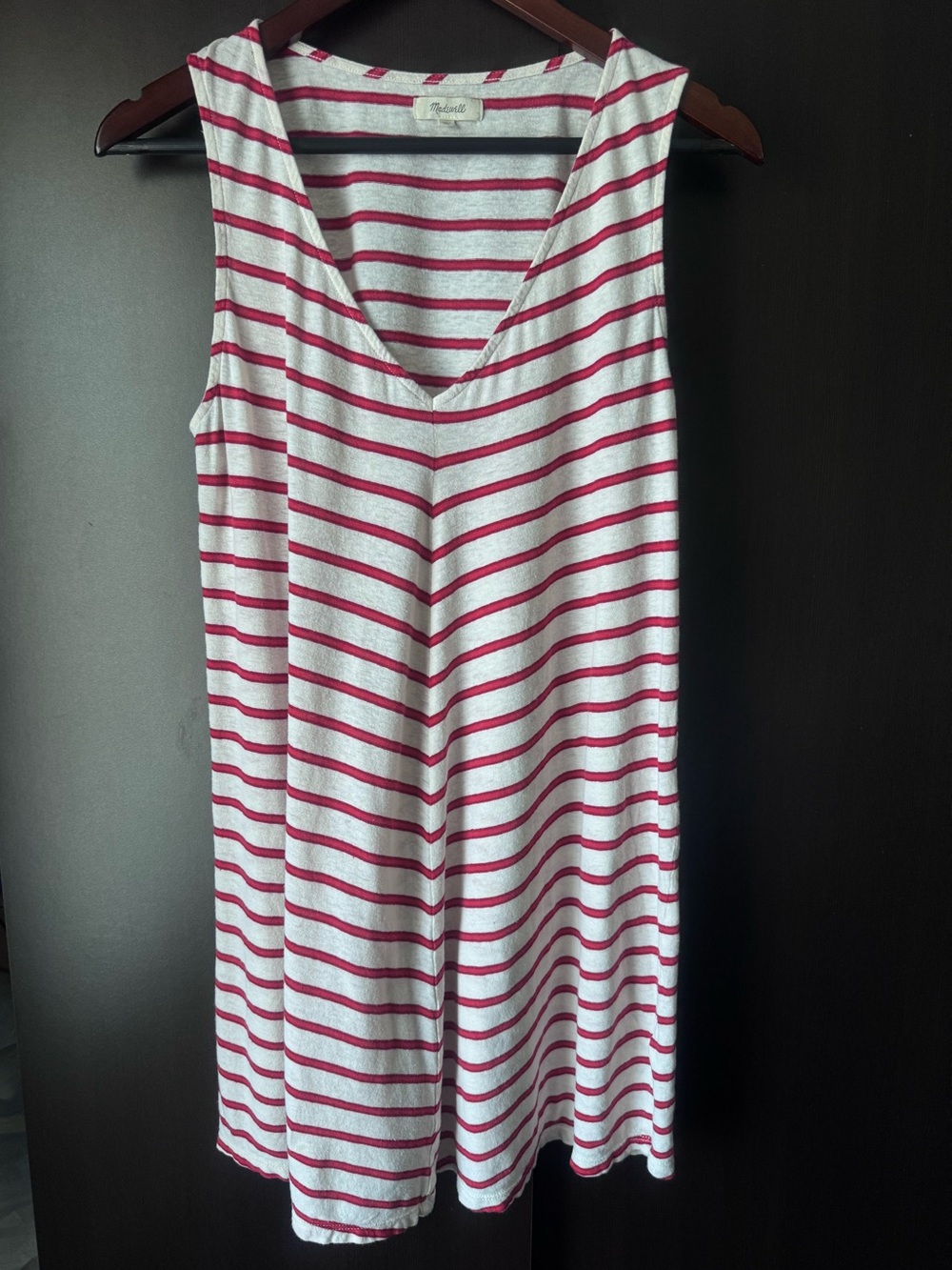 Madewell Mitered Stripe Linen Blend Tank Dress M